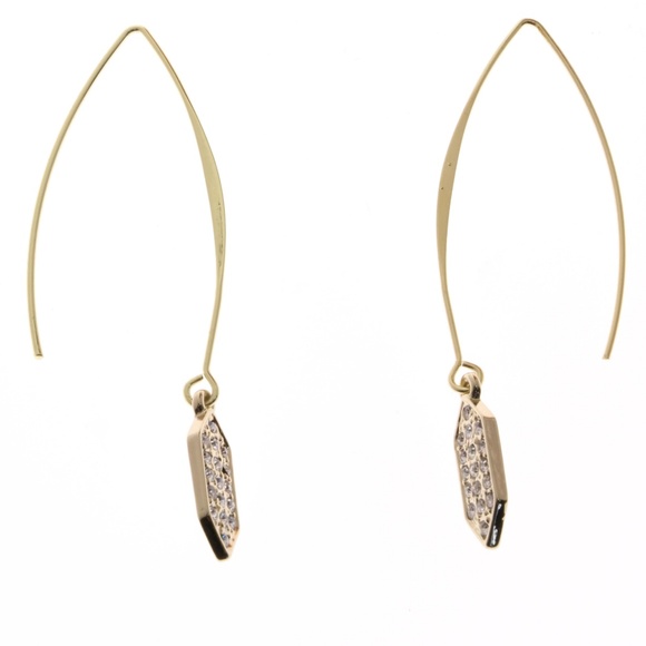 Lane Bryant Drop Dangle Earrings Gold & White NWT - Picture 4 of 4